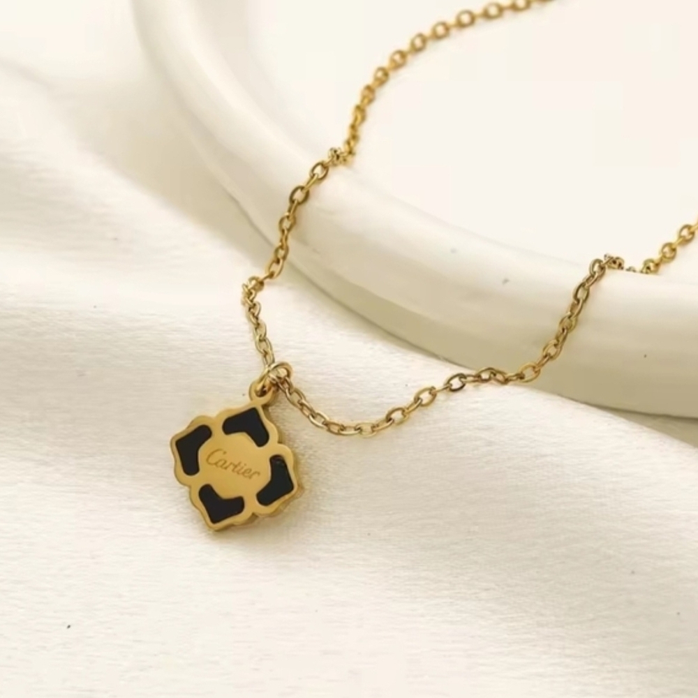 Gold and Black Pendant Necklace